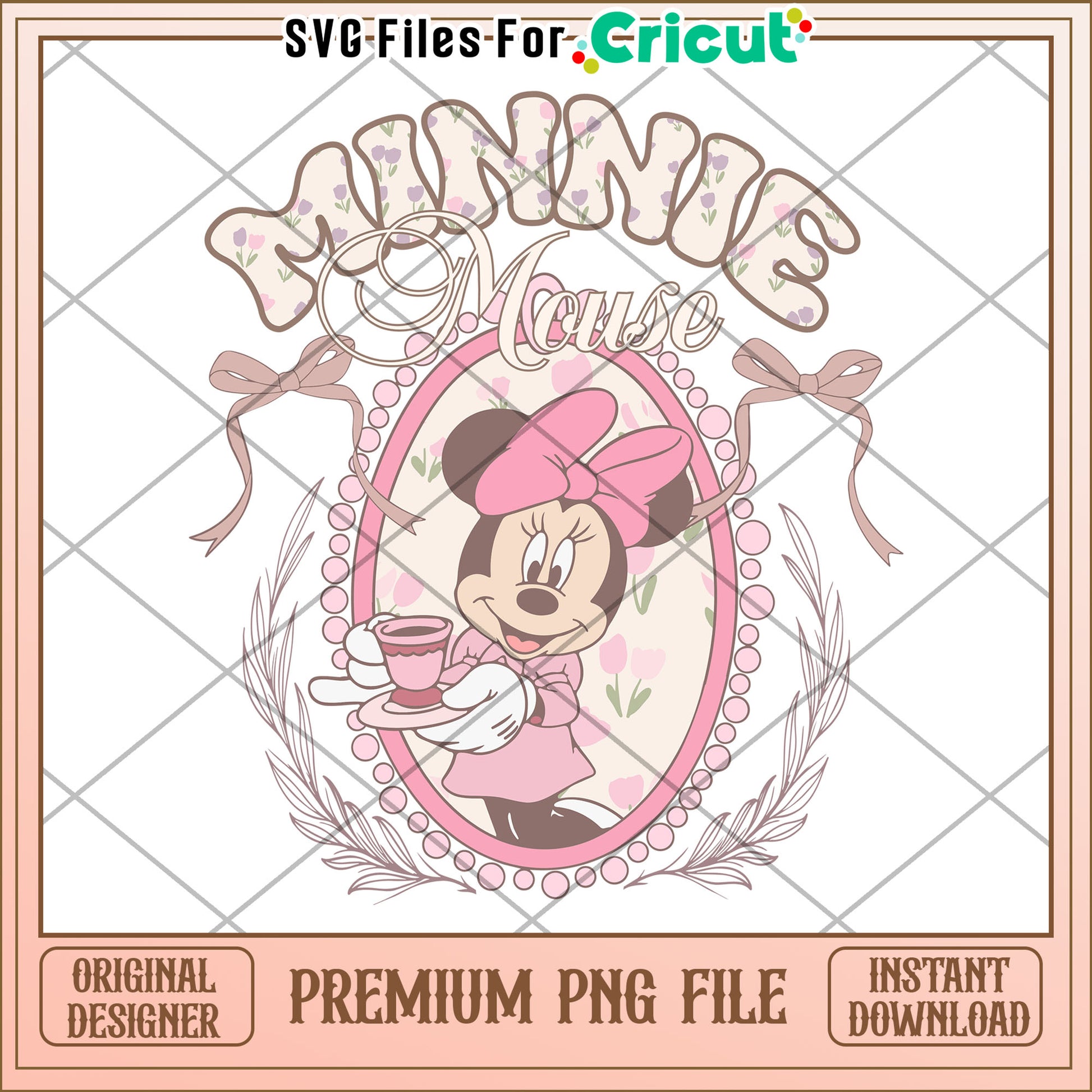 Minnie Mouse PNG Floral Tea Party Design