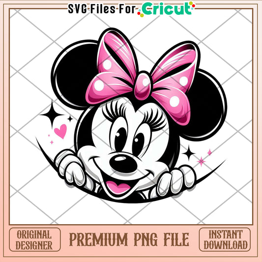 Minnie Mouse PNG Peeking Premium Design Instant Download