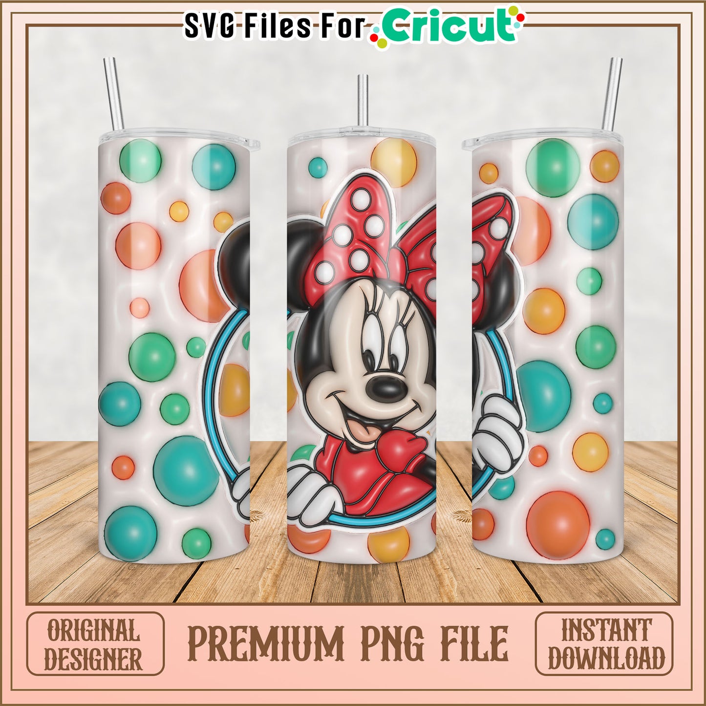 Minnie Mouse Polka Dot Tumbler PNG
