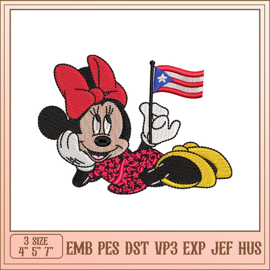 Minnie Mouse Puerto Rico Embroidery Design