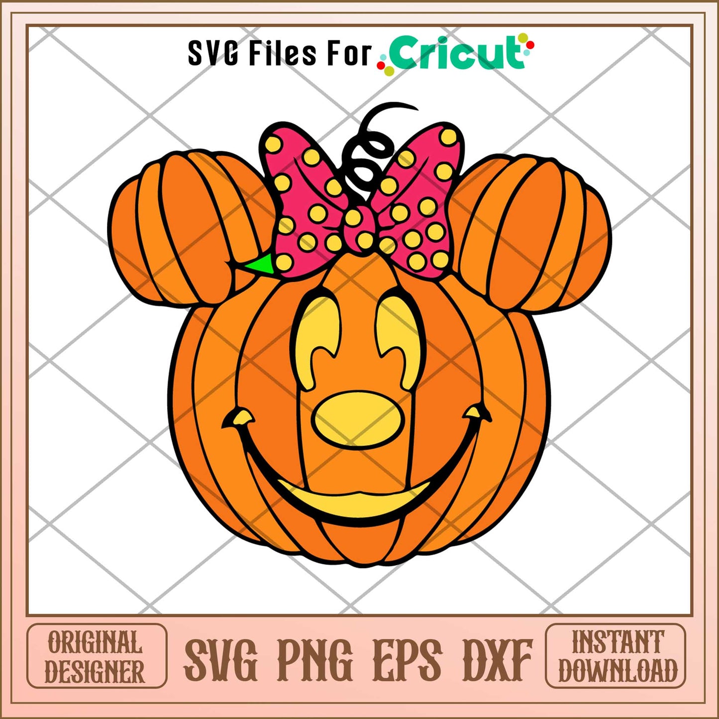 Minnie Mouse Pumpkin Head Halloween Svg,  Disney characters svg, Digital Download 