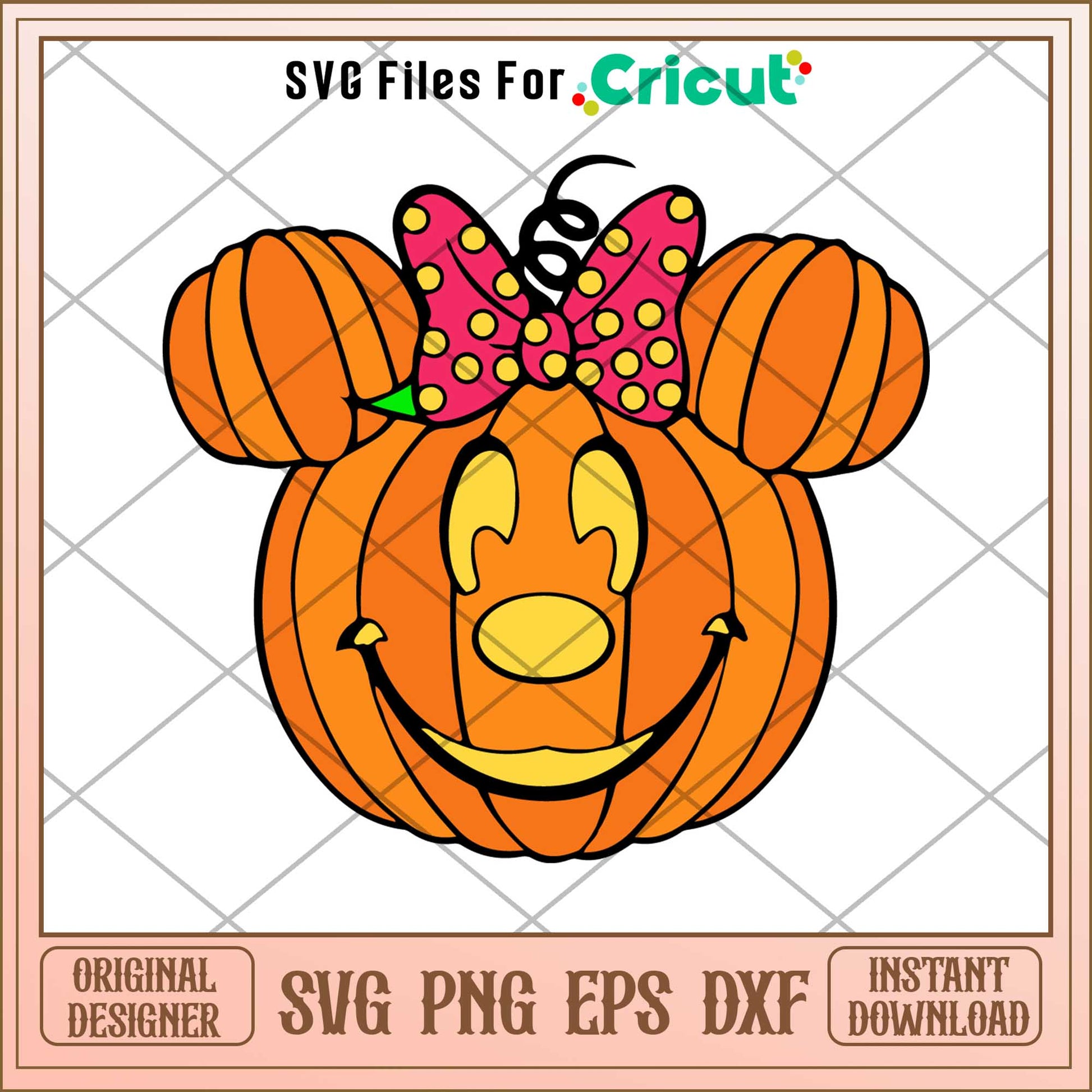Minnie Mouse Pumpkin Head Halloween Svg,  Disney characters svg, Digital Download 