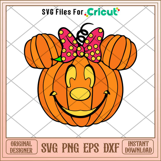 Minnie Mouse Pumpkin Head Halloween Svg,  Disney characters svg, Digital Download 