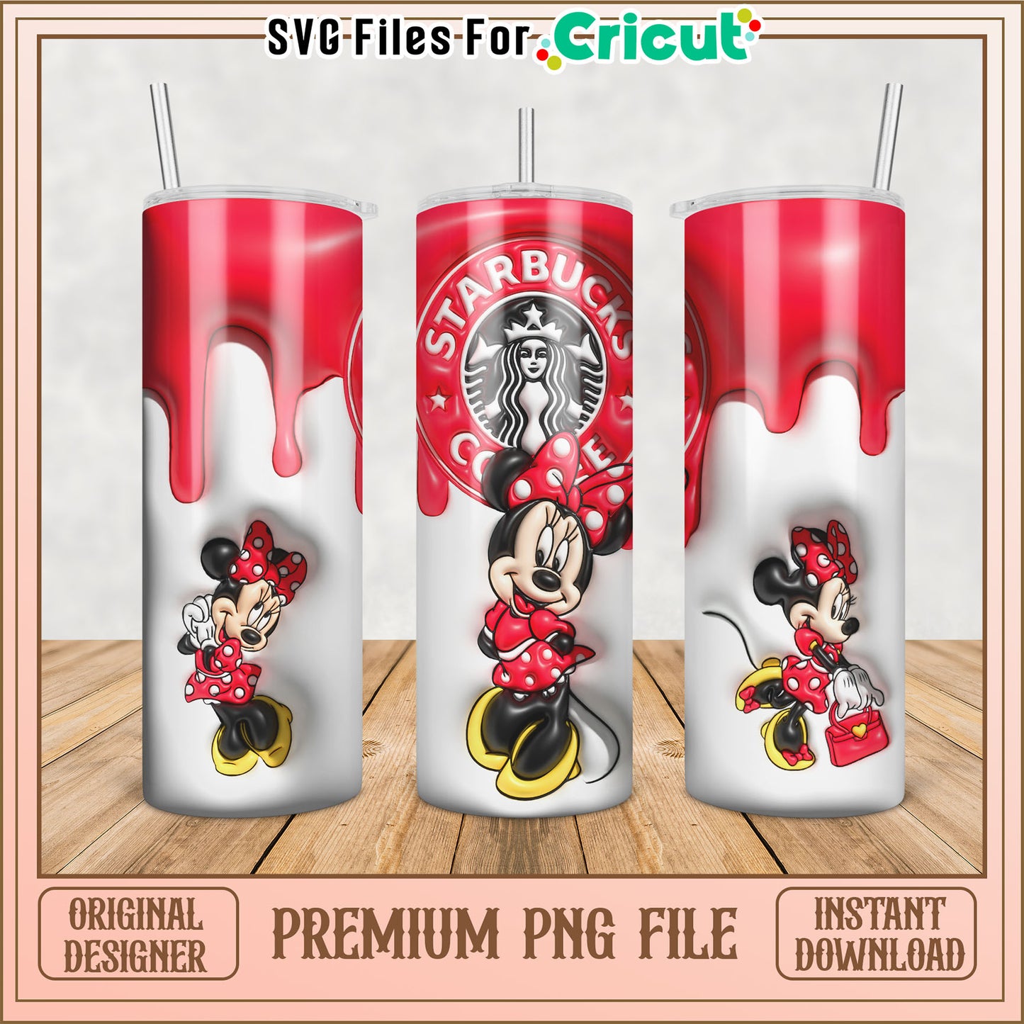 Minnie Mouse Starbucks Tumbler PNG for Cricut Instant Download