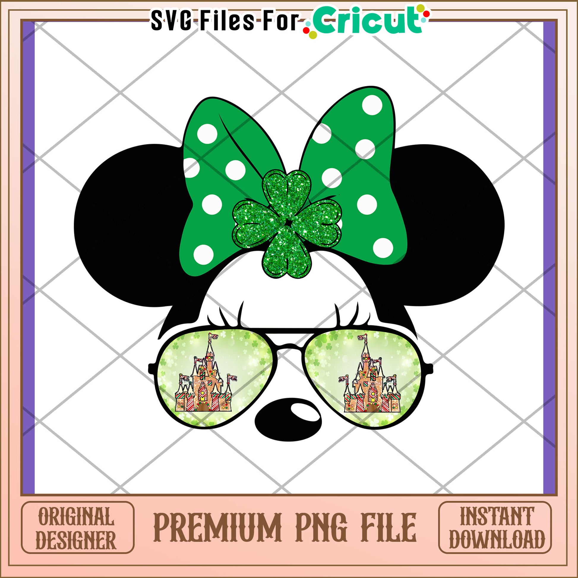 Minnie Mouse Sunglasses St Patrick's Day PNG Design