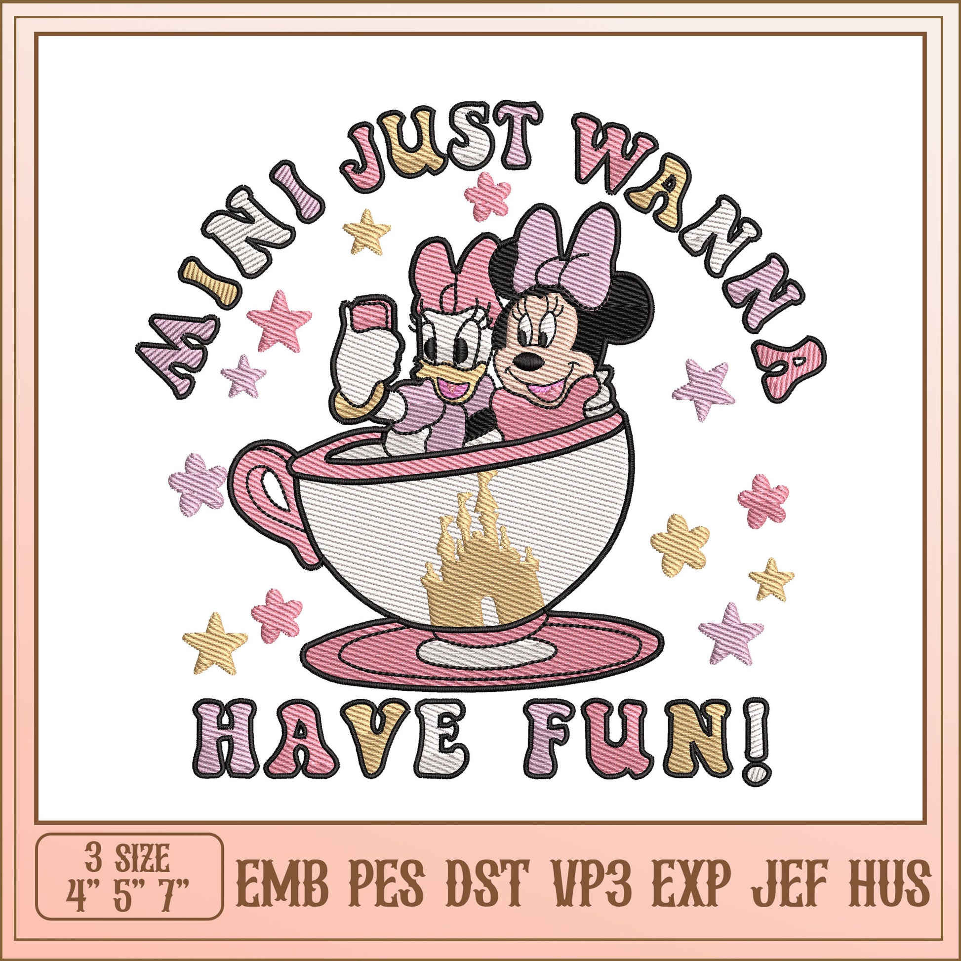 Minnie Mouse Teacup Embroidery Design