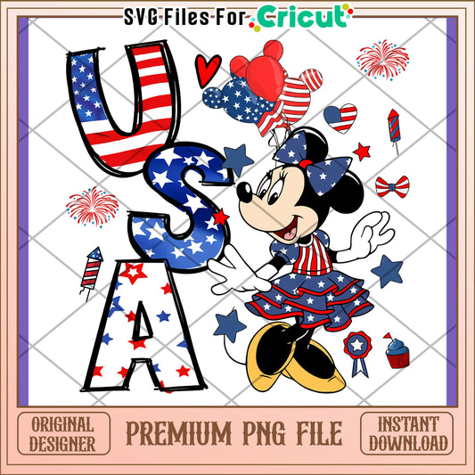 Minnie Mouse USA Independence Day PNG Design