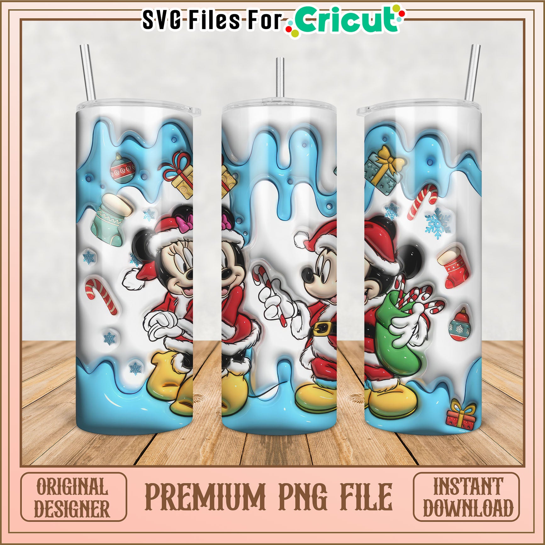 Minnie & Mickey Christmas Tumbler PNG
