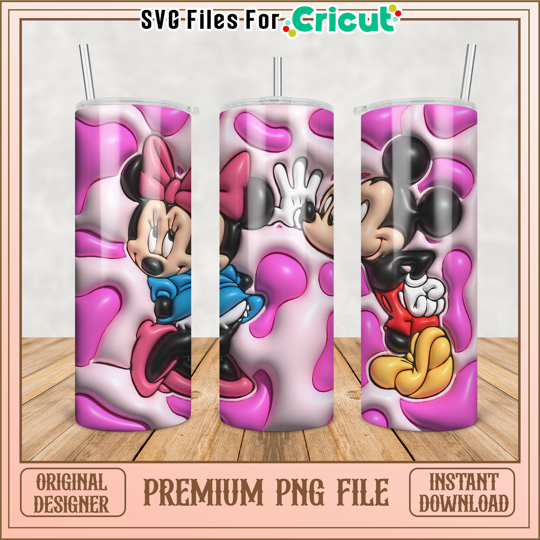 Minnie & Mickey Mouse PNG Tumbler Design