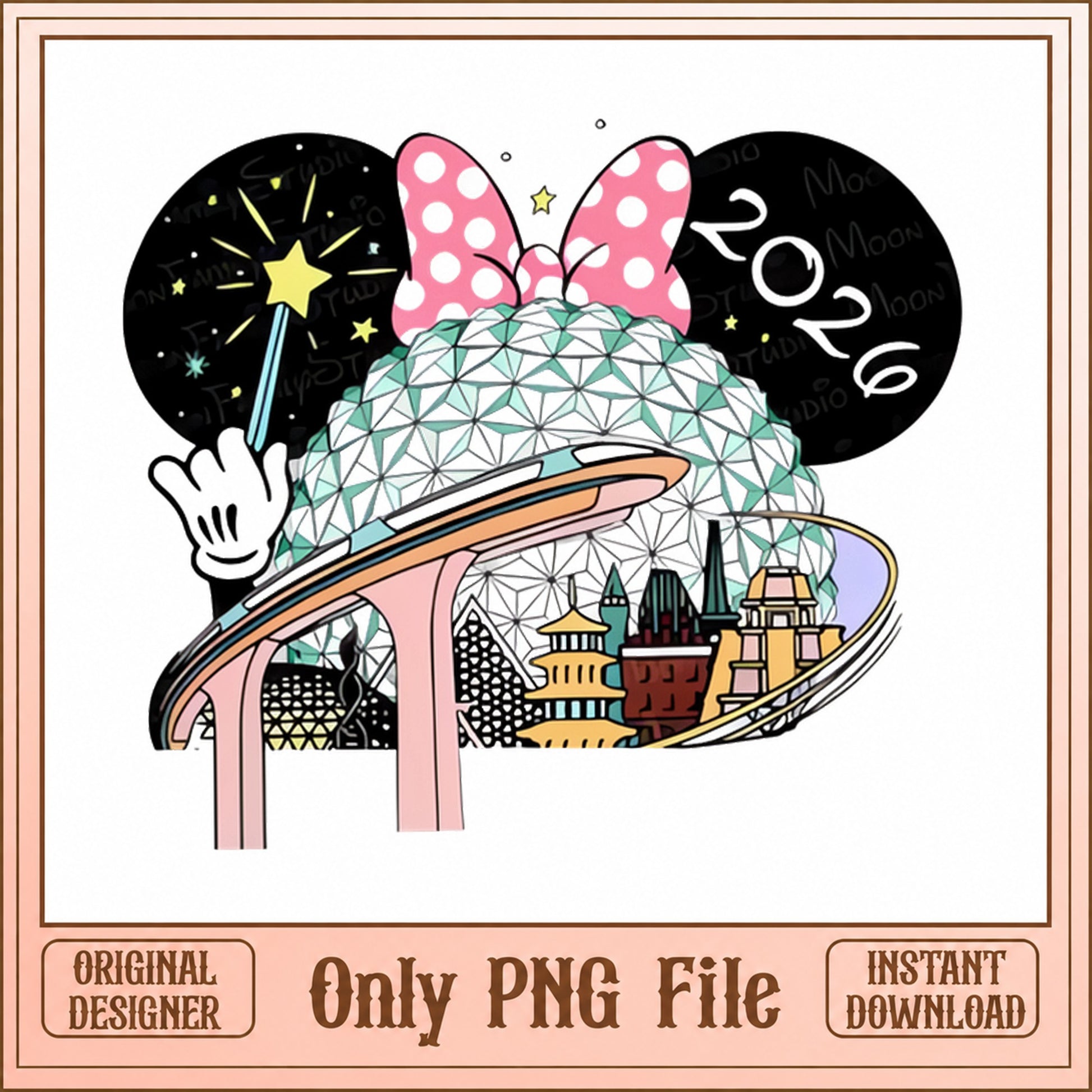 Minnie Mouse Epcot 2026 PNG, Disney World Vacation, Travel PNG