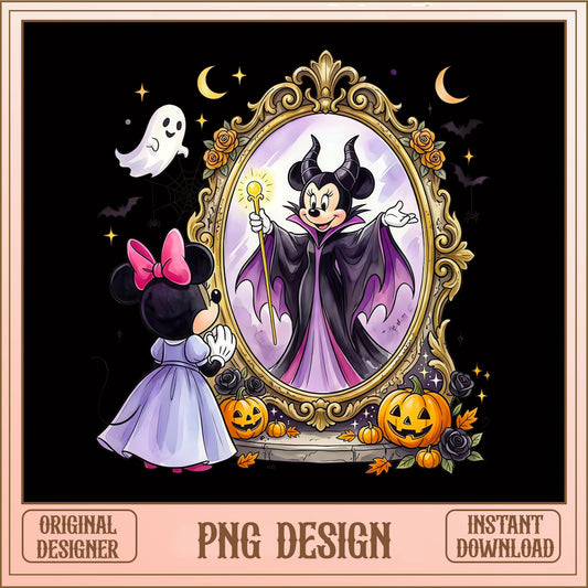 Minnie Mouse Halloween Mirror PNG, Disney Villain PNG, Maleficent PNG