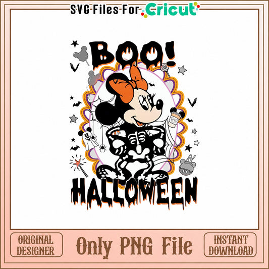 Minnie Mouse Halloween PNG, Boo Halloween Disney PNG, Skeleton PNG