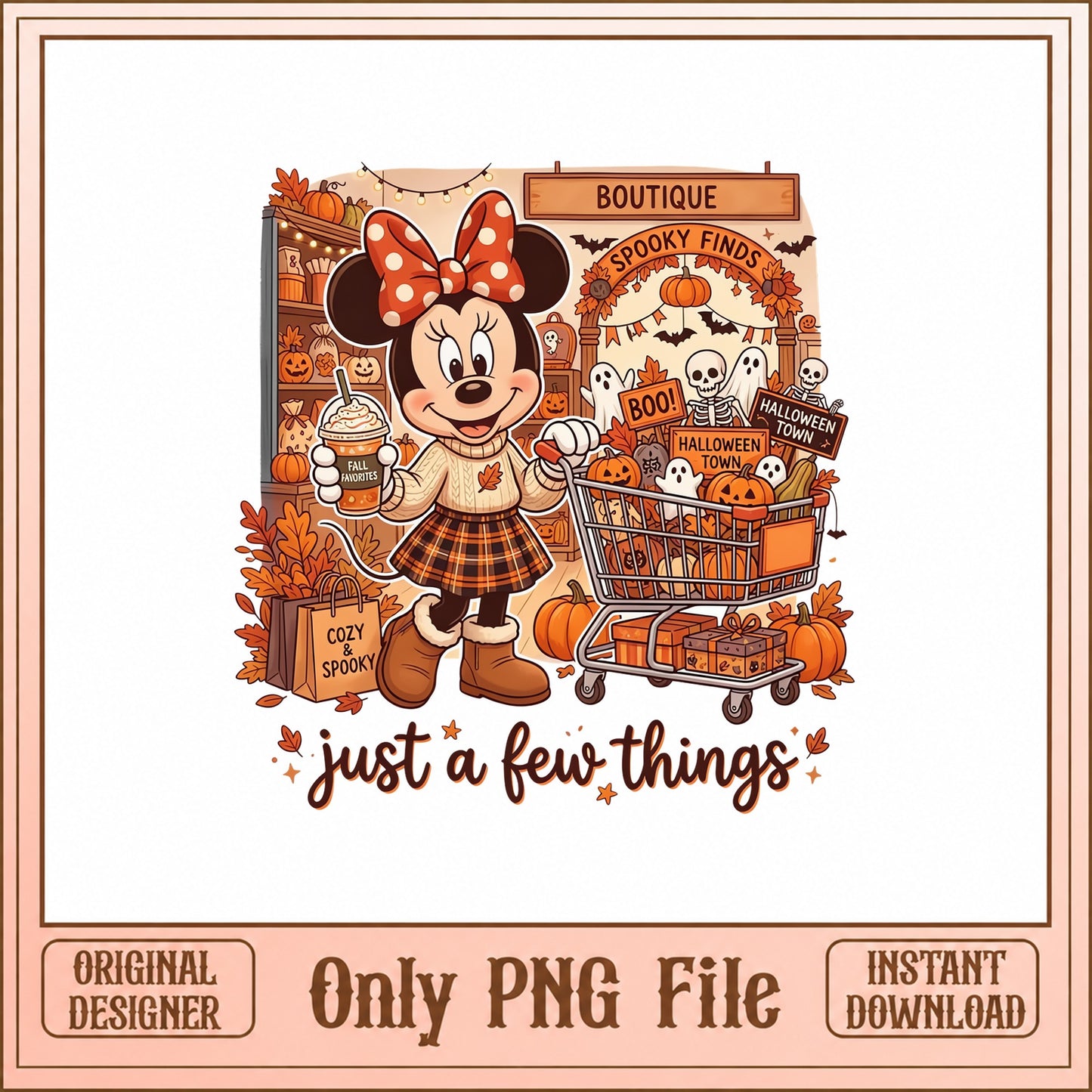 Minnie Mouse Halloween Shopping SVG, Disney Fall Vibes, PNG