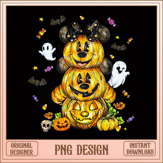 Minnie Mouse Pumpkin Stack Halloween PNG, Disney Ghost PNG, Jack O Lantern PNG