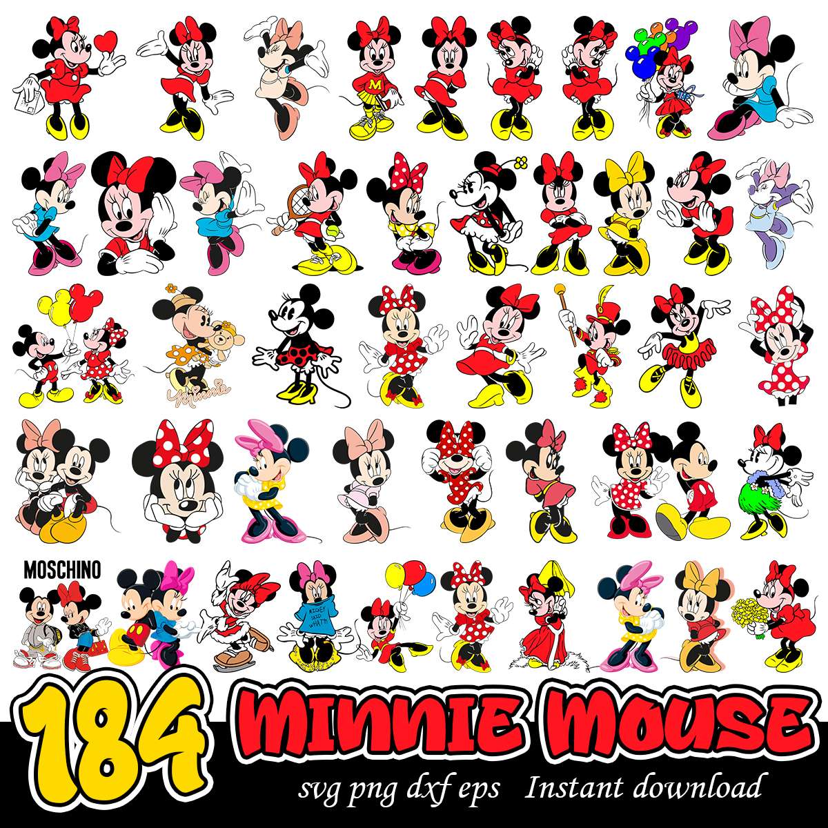 Minnie Mouse Bundle SVG Files, Disney Minnie characters bundle