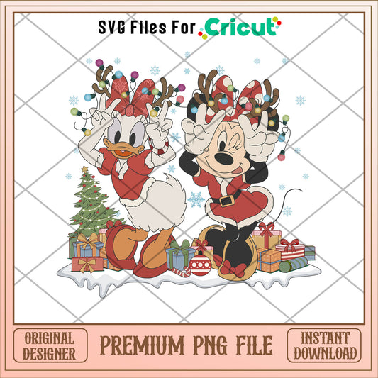 Minnie and daisy dance in snow png, winnie png, christmas png
