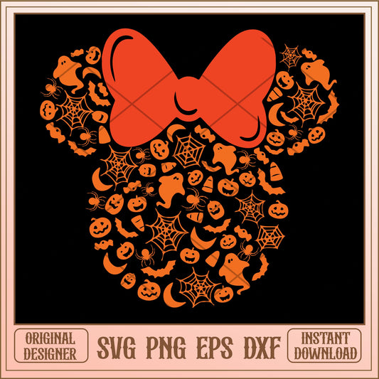 Minnie head Disney halloween svg, Disney characters svg, Digital Download