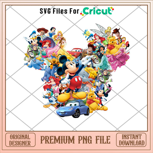 Minnie head all disney characters png, mickey png, christmas png