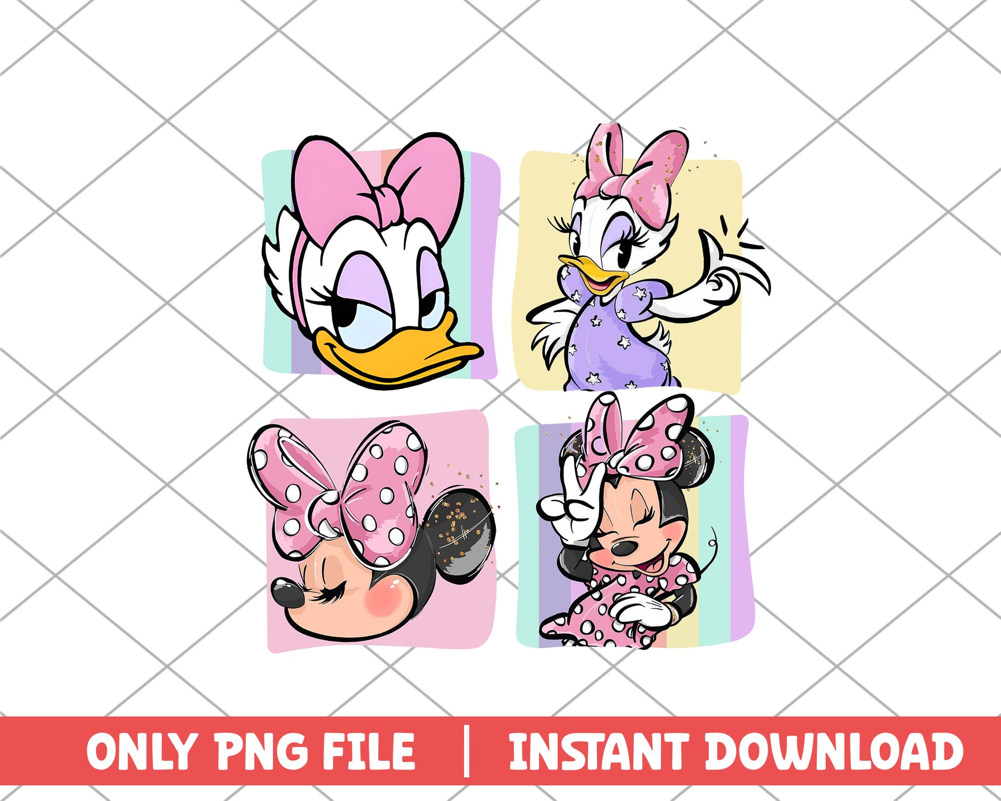 Minnie and Daisy pink disney png