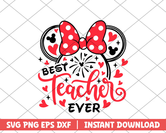 Minnie best teacher ever cartoon svg