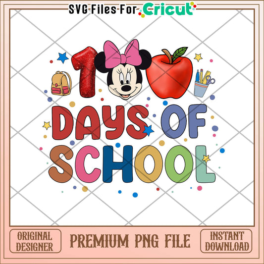 Minnie character 100 days of school png, mickey school png