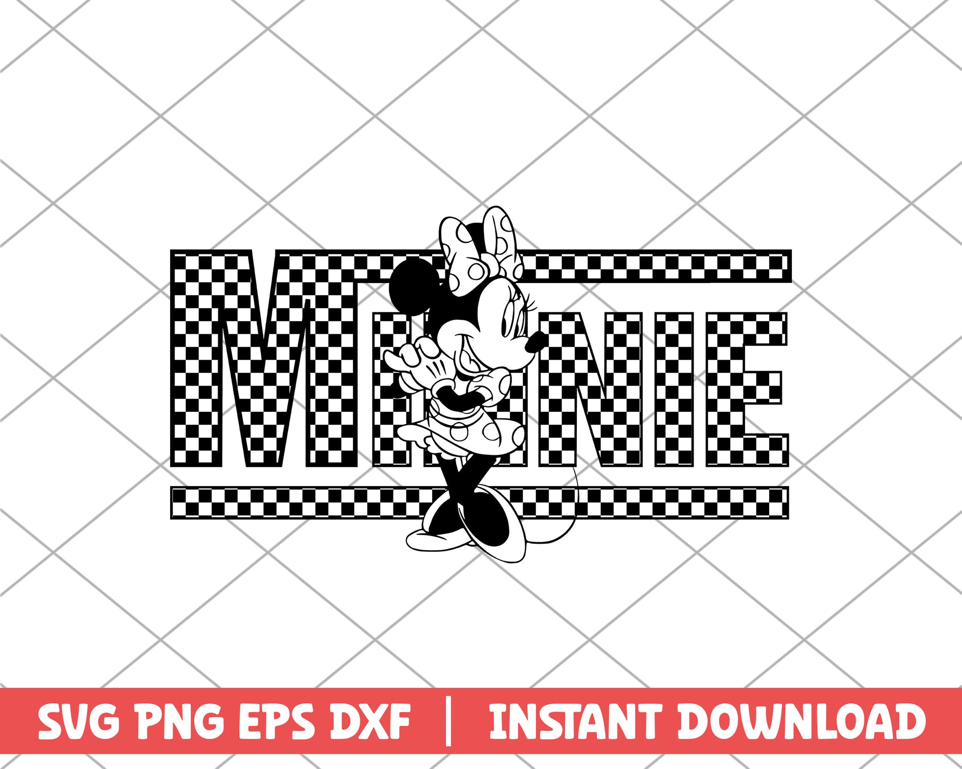 Minnie checkerboard pattern disney svg