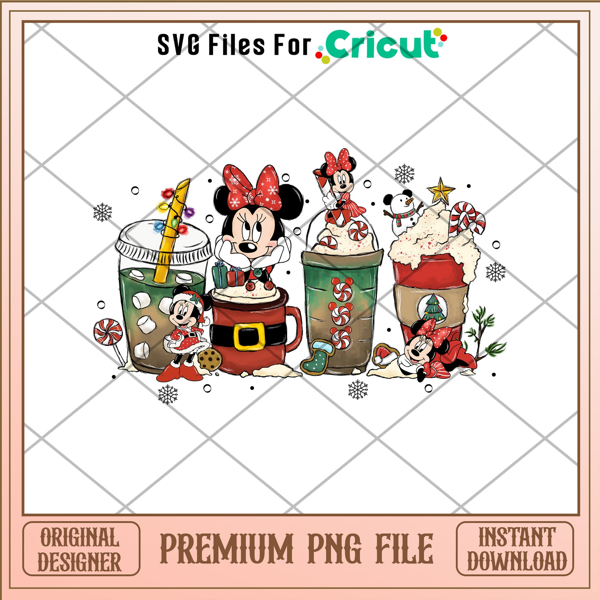 Minnie christmas coffee drink png, Minnie mouse png, christmas png