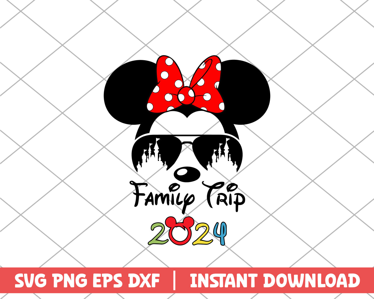 Minnie glasses family trip 2024 disney svg
