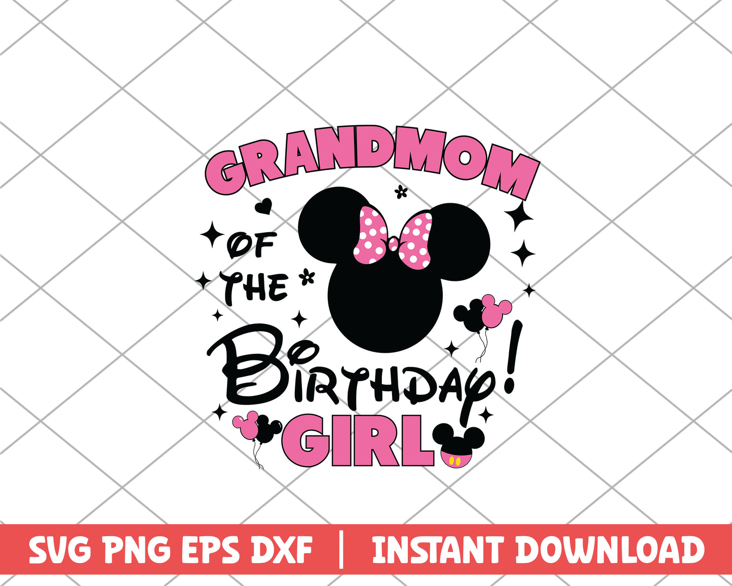 Minnie grandmom of the birthday girl disney svg 