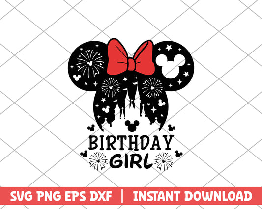 Minnie head birthday girl disney svg 