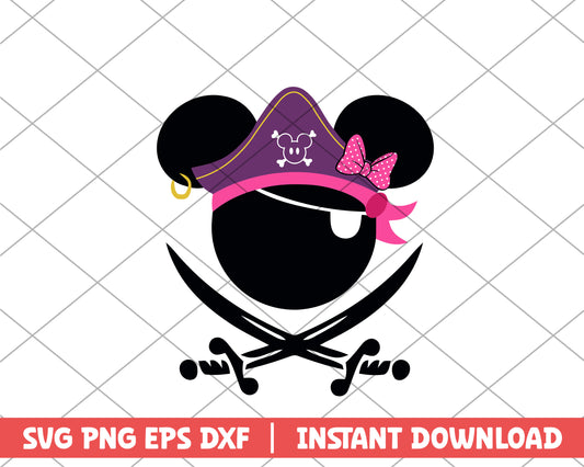 Minnie head pirate disney svg