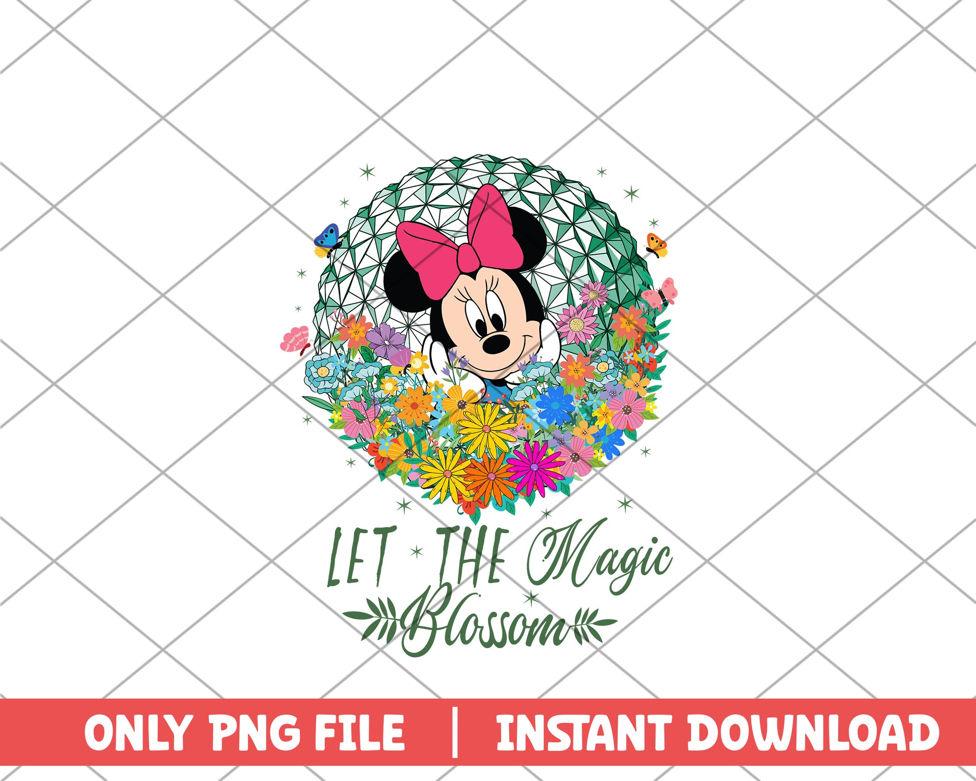 Minnie let the magic blossom disney png