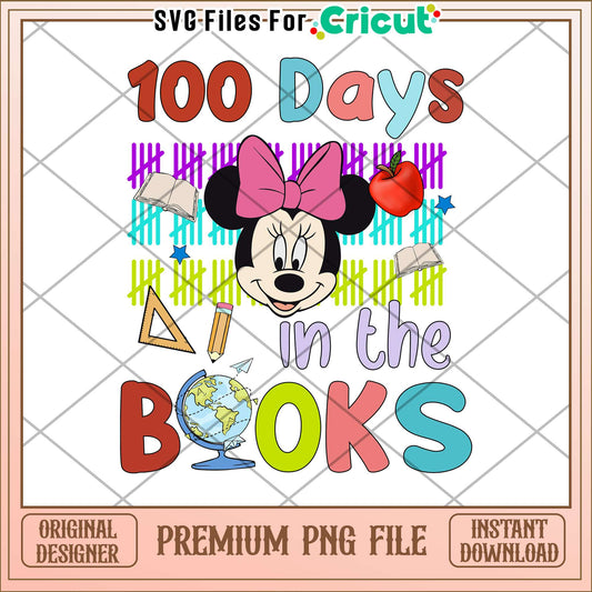 Minnie mouse 100 days in the book png, disney school png