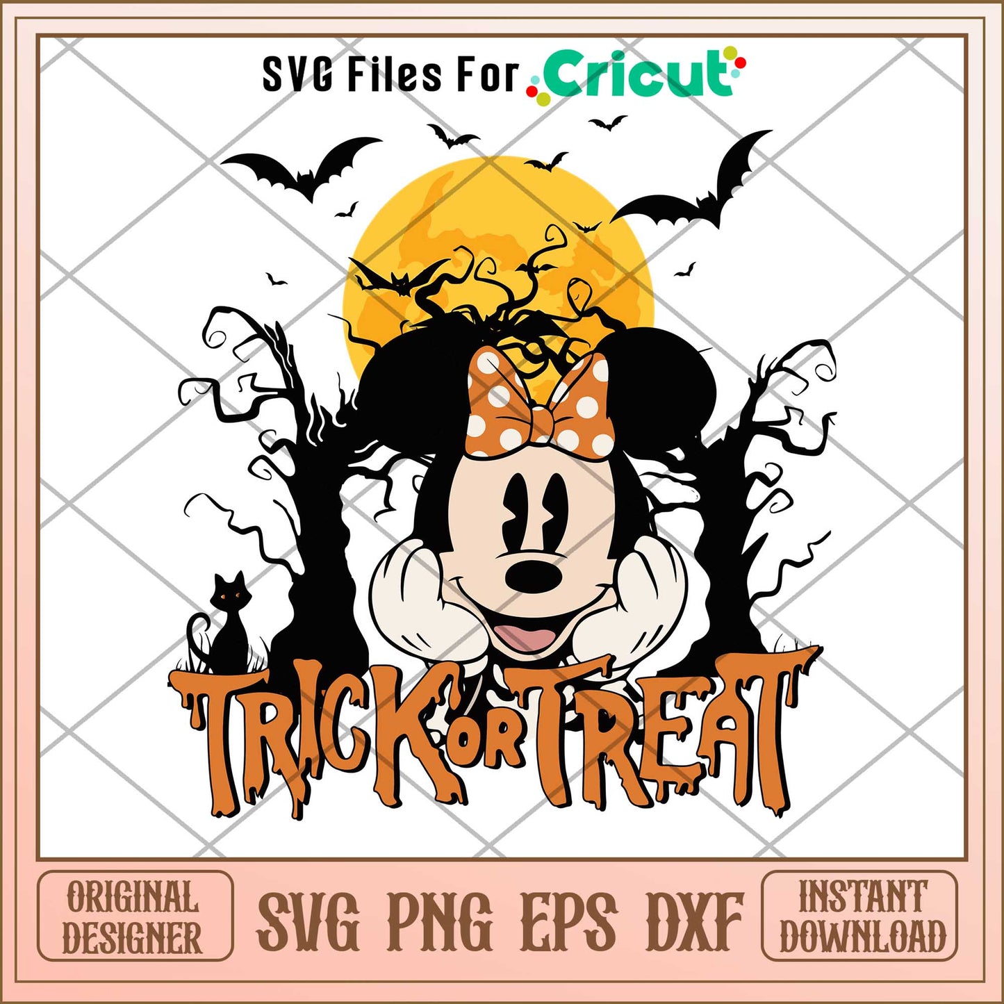 Minnie mouse Trick or Treat Halloween svg, Disney characters svg, Digital Download