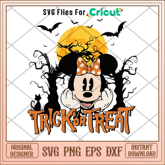 Minnie mouse Trick or Treat Halloween svg, Disney characters svg, Digital Download