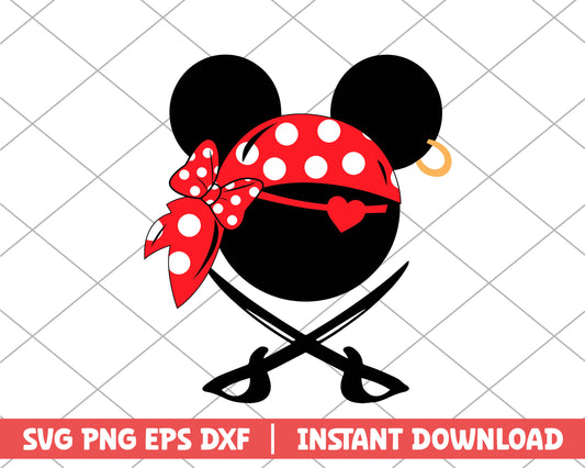 Minnie mouse black pirate disney svg