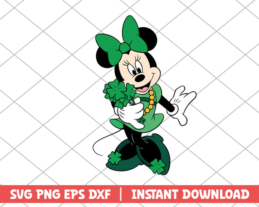 Minnie mouse character st.patrick day svg 