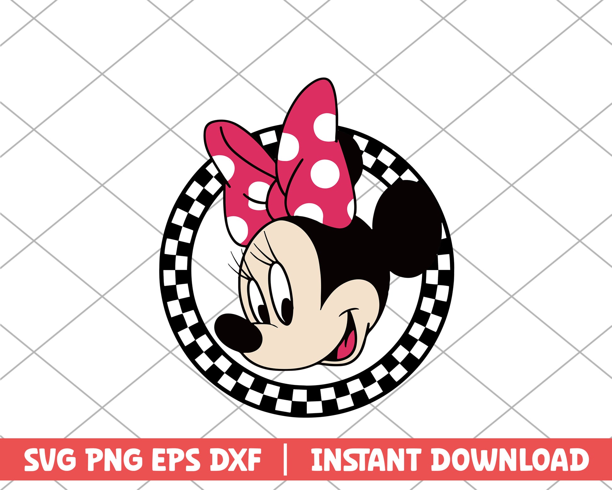 Minnie mouse checkered disney svg