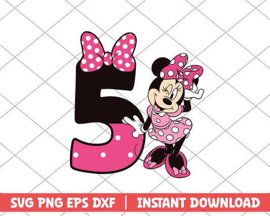 Minnie mouse five disney svg 