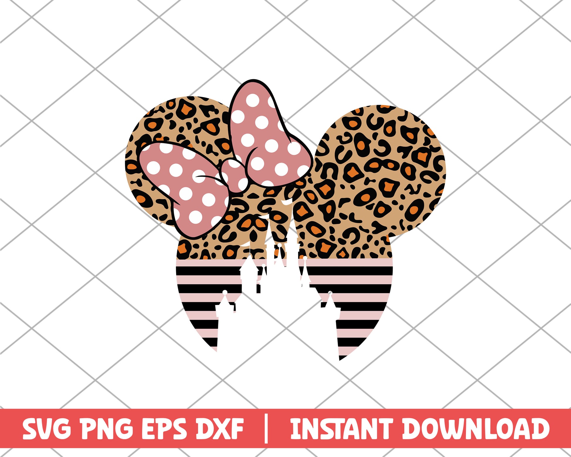 Minnie mouse leopard pattern disney svg