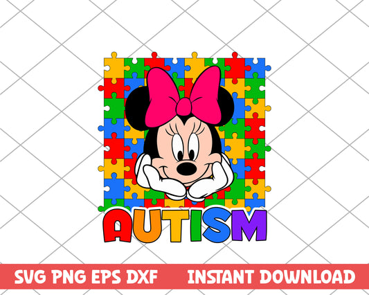 Minnie mouse love autism svg 