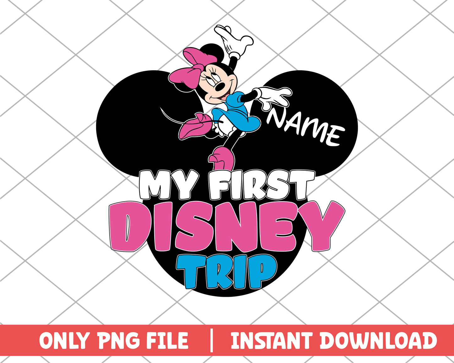 Minnie mouse my first disney trip name png