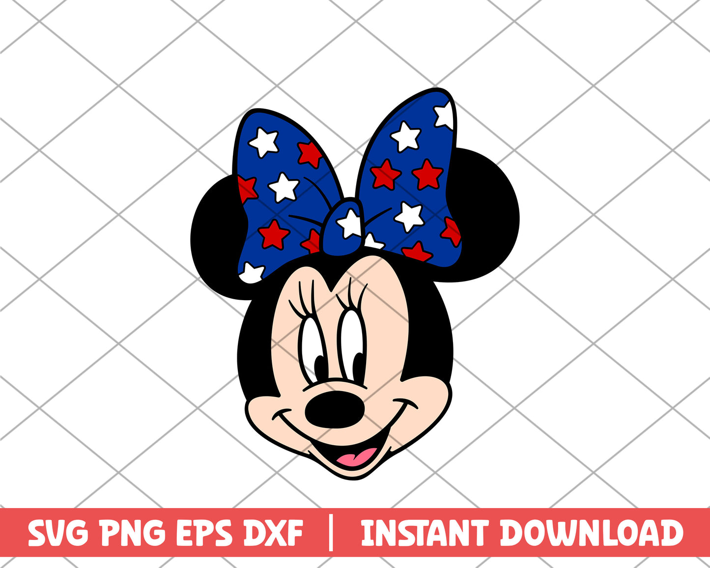 Minnie mouse patriotic cartoon svg