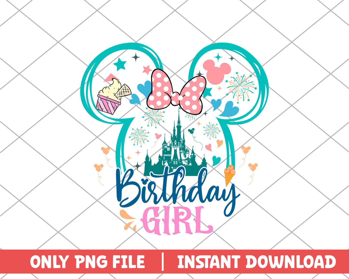 Minnie pastel birthday girl disney png