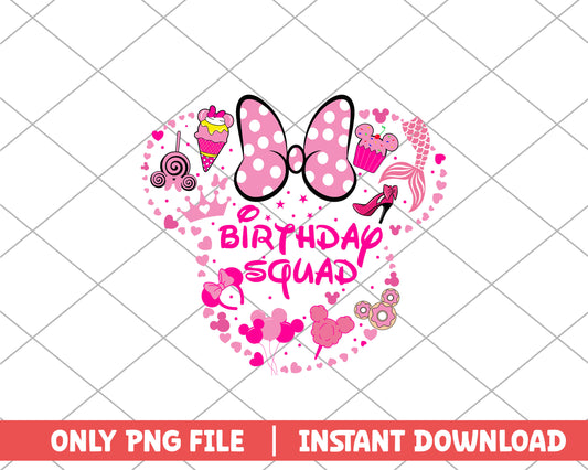 Minnie pink birthday squad disney png