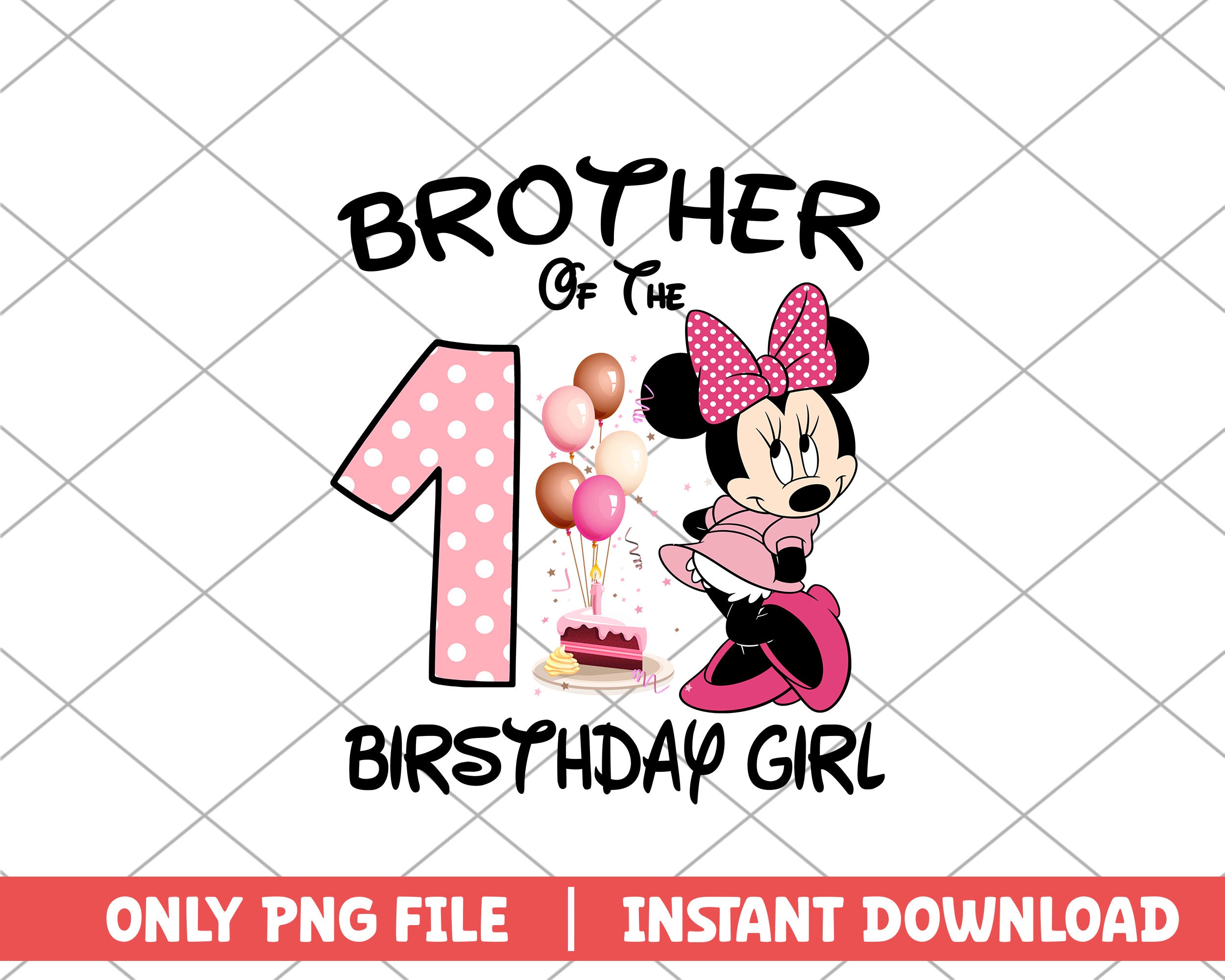 Minnie pink brother of the birthday girl disney png – svg files for cricut