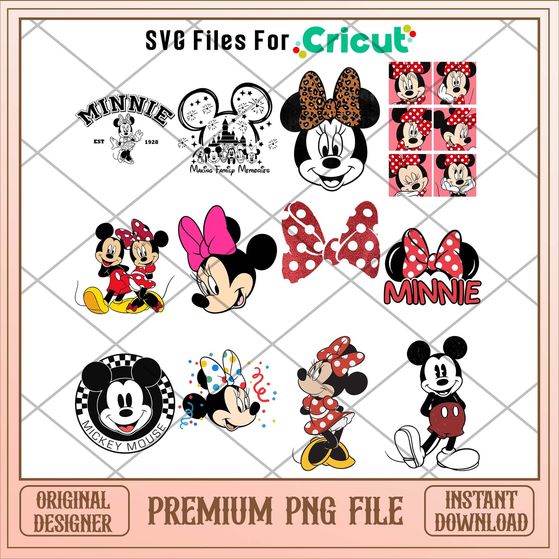 Disney Minnie head art png bundle