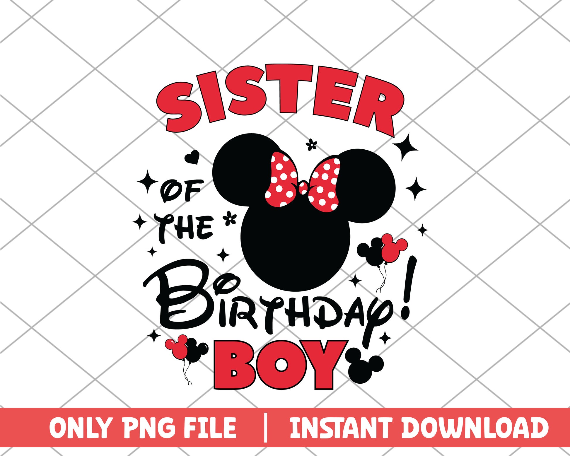 Minnie sister of the birthday boy disney png