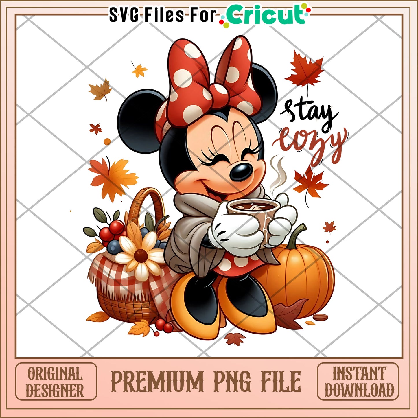 Minnie stay cozy png, thanksgiving season png, mickey mouse png