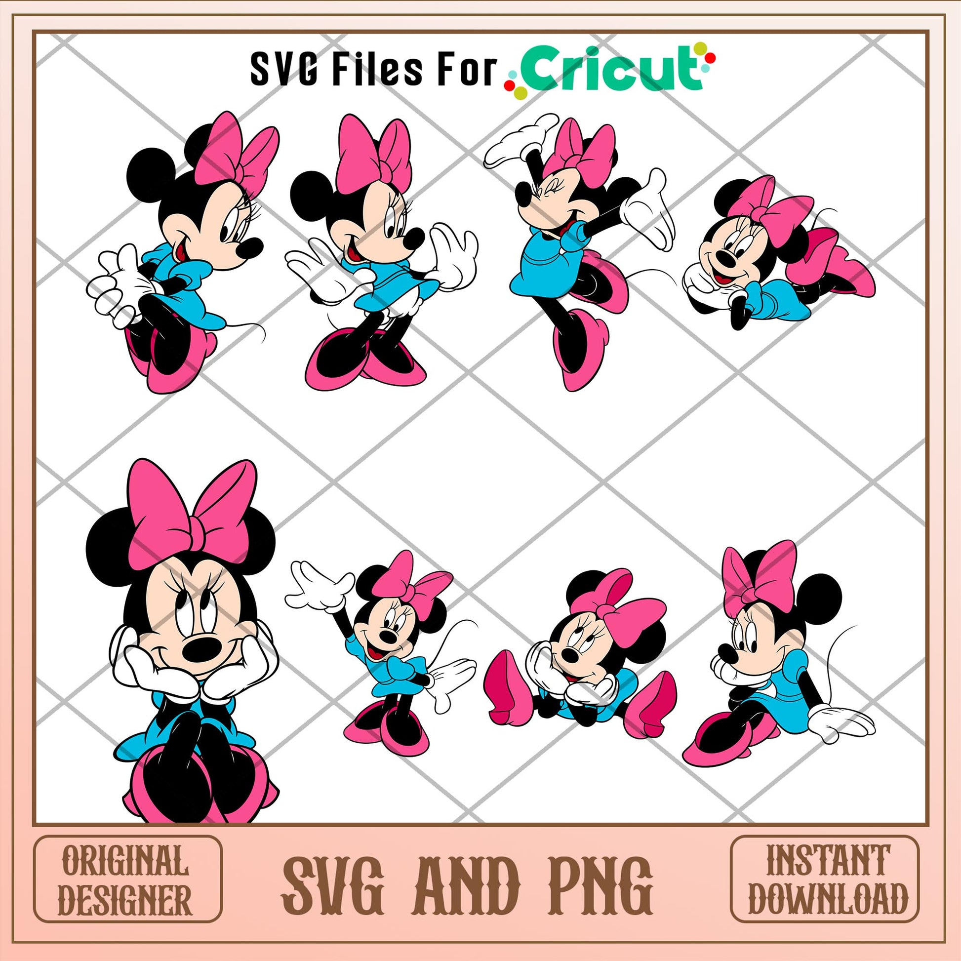 Disney Minnie mouse in blue svg bundle